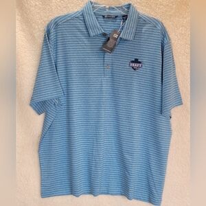 Cutter & Buck 2025 DRAFT Polo Light Blue with Stripes. Size XXL